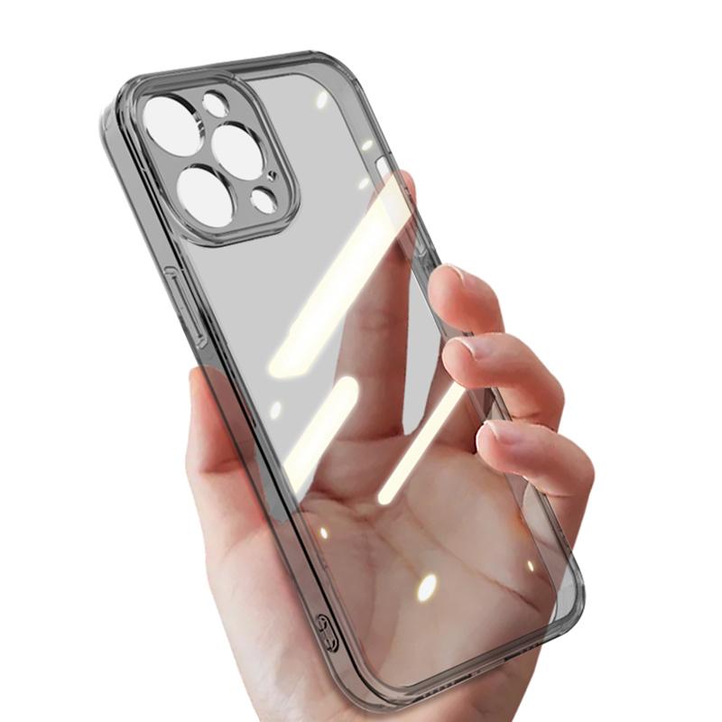 Luxury Transparent Black Silicone Soft Case For iPhone 16 15 14   11 Pro XS Max X XR Plus Mini Ultra Thin Clear Cover Shell