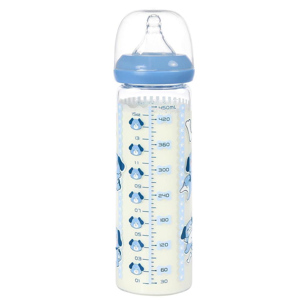 LittleForBig Butelka dla dorosłych 450 ml Duża pojemność dla dorosłych Szeroki otwór Wymienny silikonowy smoczek Osłona przeciwkurzowa w zestawie Niebieska