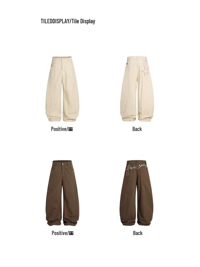 Jeans Unisex a Gamba Larga Ricamati con Stelle Primavera/Autunno 2025