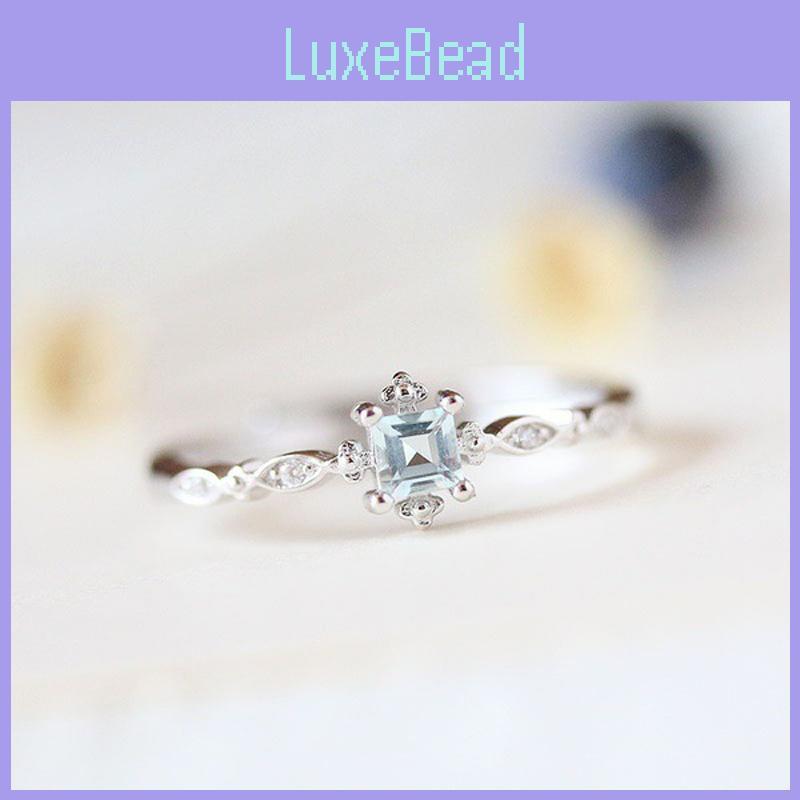 Elegant Women Cube Sea Blue Sapphire Fineness Ring Perfect For Wedding Celebrations