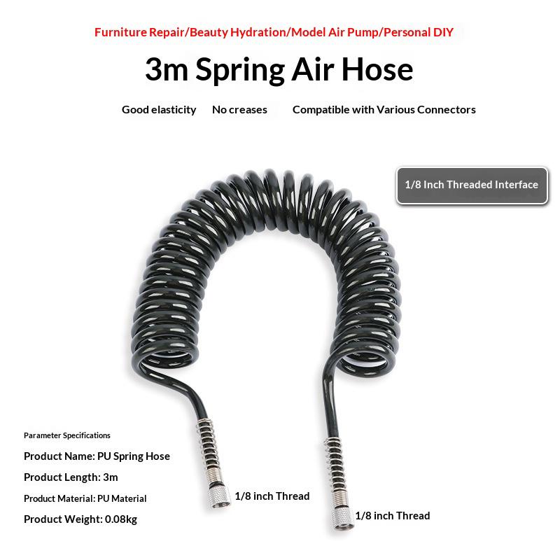 1/4 Inch Female to 1/8 Inch Male Airbrush Hose Connector Flexible Spring Tube Spray Fitting for Artist Painting