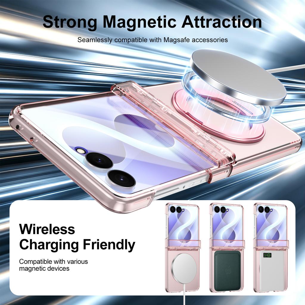 360 Grad drehbarer Metallring Magnetische Hülle für Samsung Galaxy Z Flip 8 7 6 5 4 Ständer Abdeckung Mit Glas Displayschutz