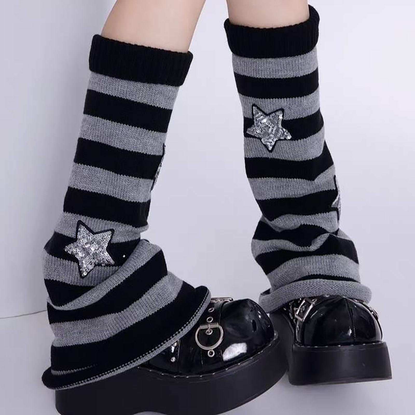 

Женские гетры в готическом стиле, готические гетры с рукавами Kawaii, мешковатые теплые носки в полоску, уличная одежда для косплея One Size