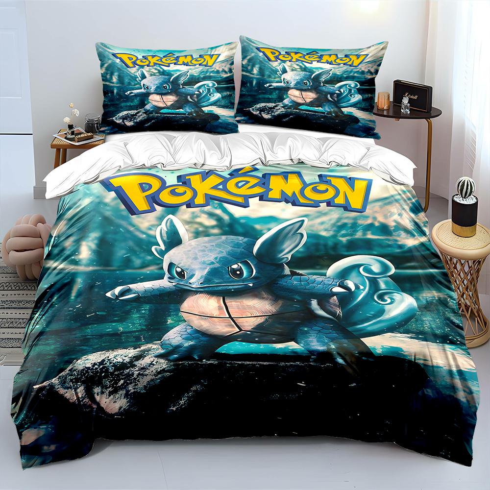 Anime Pokemon Squirtle Tištěný Měkký Povlak na Přikrývku Povlak na Polštář Ložní Souprava Děti Dospělí Pohodlná Postelová Souprava Jednolůžko King Ložní Souprava