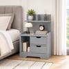 Bedside Table, Small Bedside Cabinet with 2 Drawers and Storage Shelves, Modern Nightstand for Bedroom, Grey