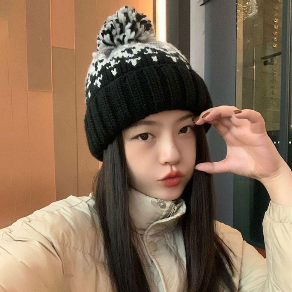 Windproof Women Beanie Hats Korean Cashmere Bonnets Casual Winter Knitted Hats  Girls