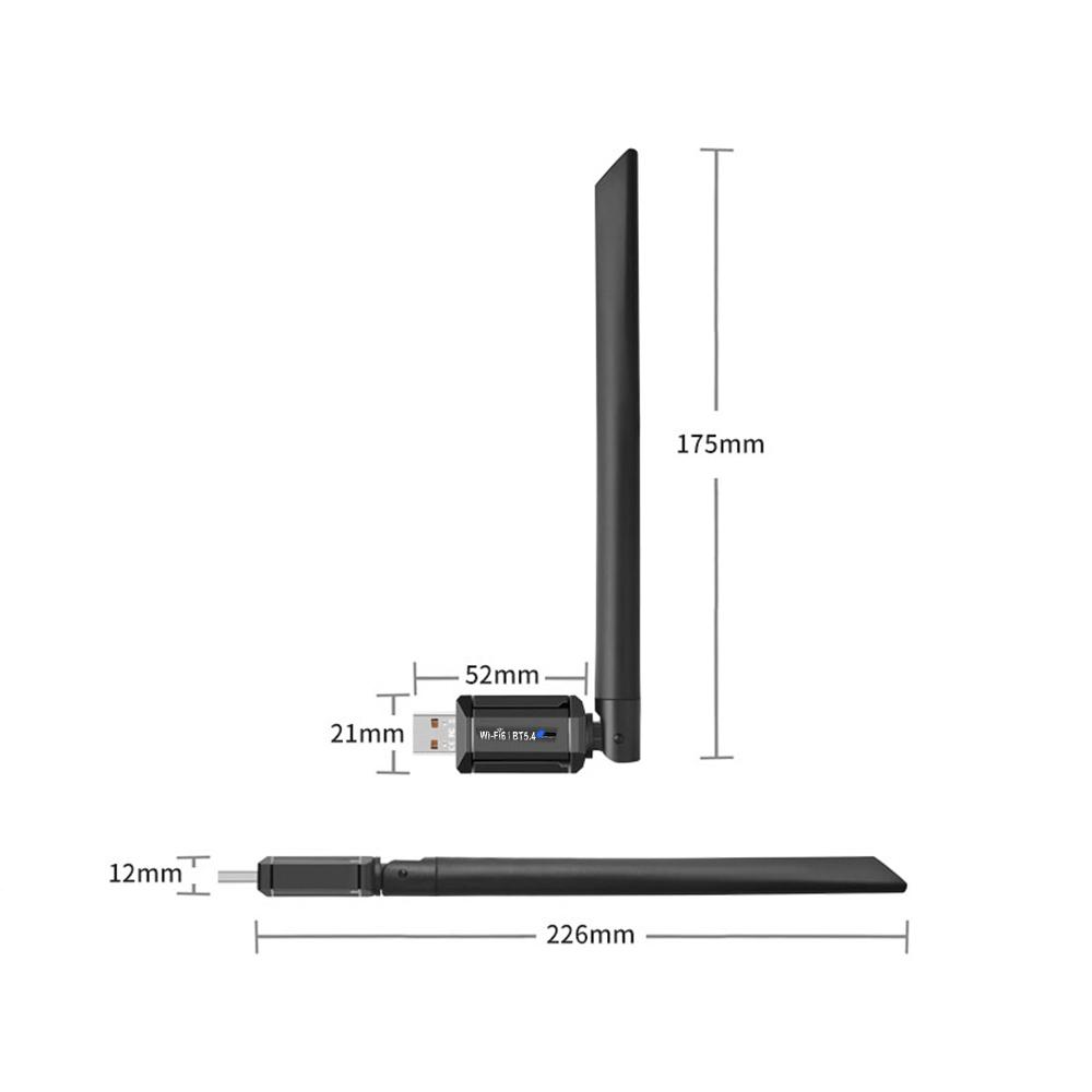 900Mbps Wifi Adapter USB Dongle 2in1 Dongle Dual Band 2.4G 5GHz Wireless Receiver Bluetooth 5.4 For Windows 10/11