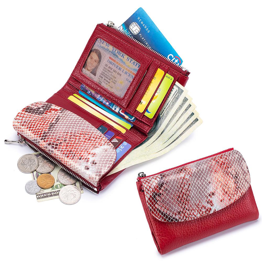 New Short Wallet, Fashionable Women's Soft Leather Texture Clutch Bag, Large Capacity Storage Bag, Snake Pattern Wallet.