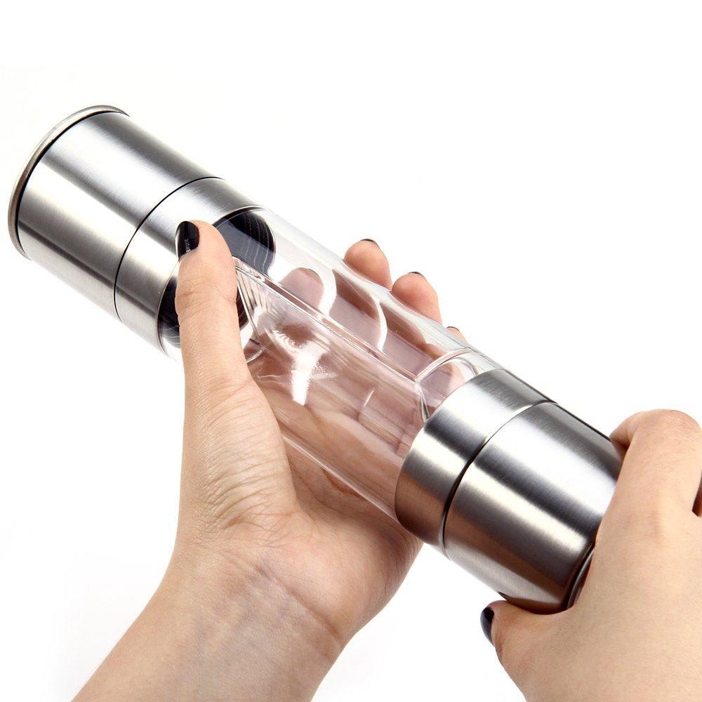 2019 High Quality 2 In 1 Stainless Steel Manual Pepper Salt Spice Mill Grinder Kitchen Seasoning Cooking Tools Support Wholesale
