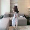 Summer Sleeveless French Letter Split Long Dress - Women's Loose Over-the-Knee Skirt