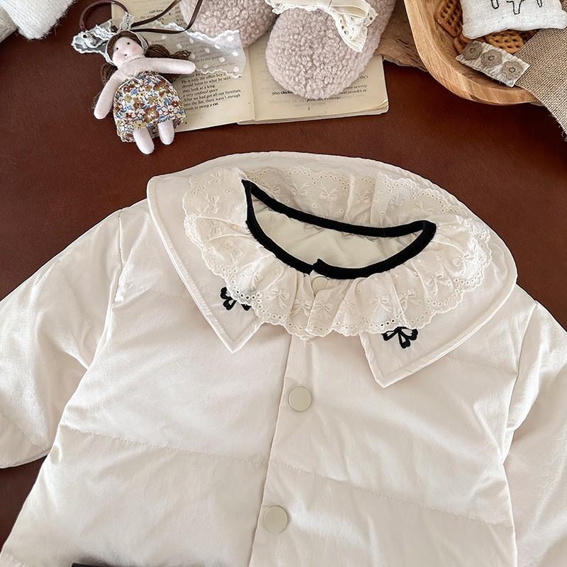 Baby Lightweight Down Jacket Toddler Girls 86-90% White Duck Fill Soft Fleece-Lined Inner Layer Fall Winter Outerwear