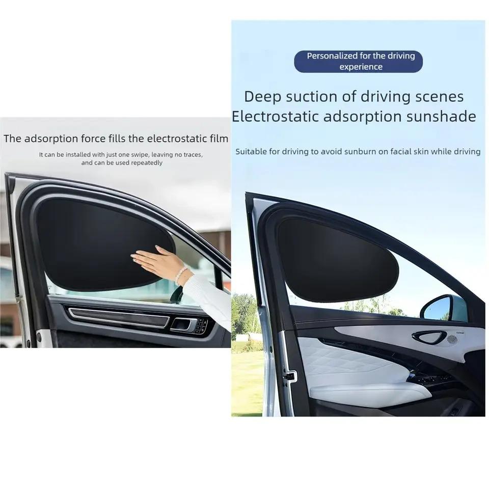 1Set Copertină Auto Autocolantă pentru Geam Lateral, Copertină de Soare pentru Mașină la Interior, Adsorbție Electrostatică, Perdea Laterală, Ecran Protector Termic pentru Mașină, Protecție Anti-Reflexie