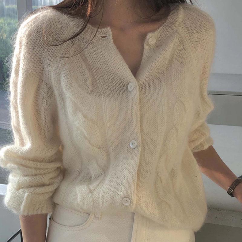 2024 Women's Round Neck Knit Cardigan: Gentle Style, Versatile & Loose Fit