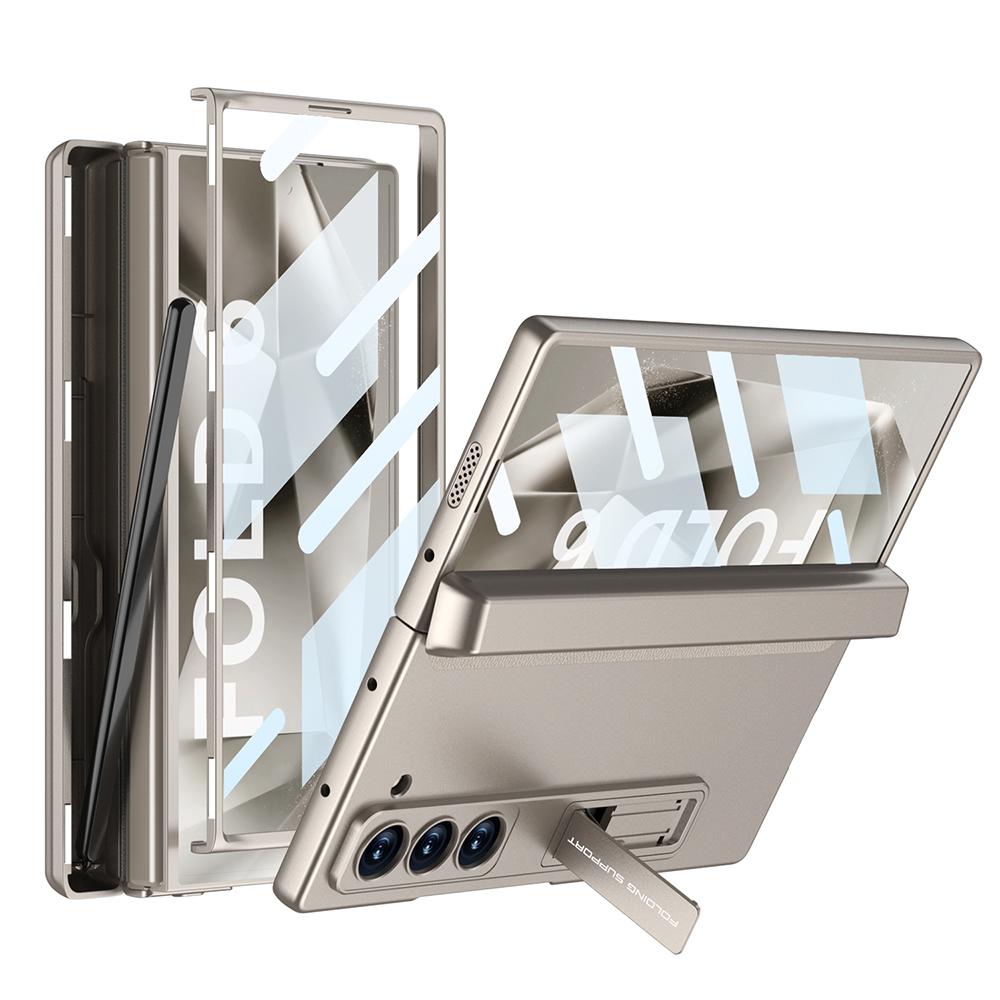 Frosted Hard PC Back Case For Samsung Galaxy Z Fold 7 6 5 With Magnetic Pen Box Stand Glass Screen Film Fold6 Protective Cover