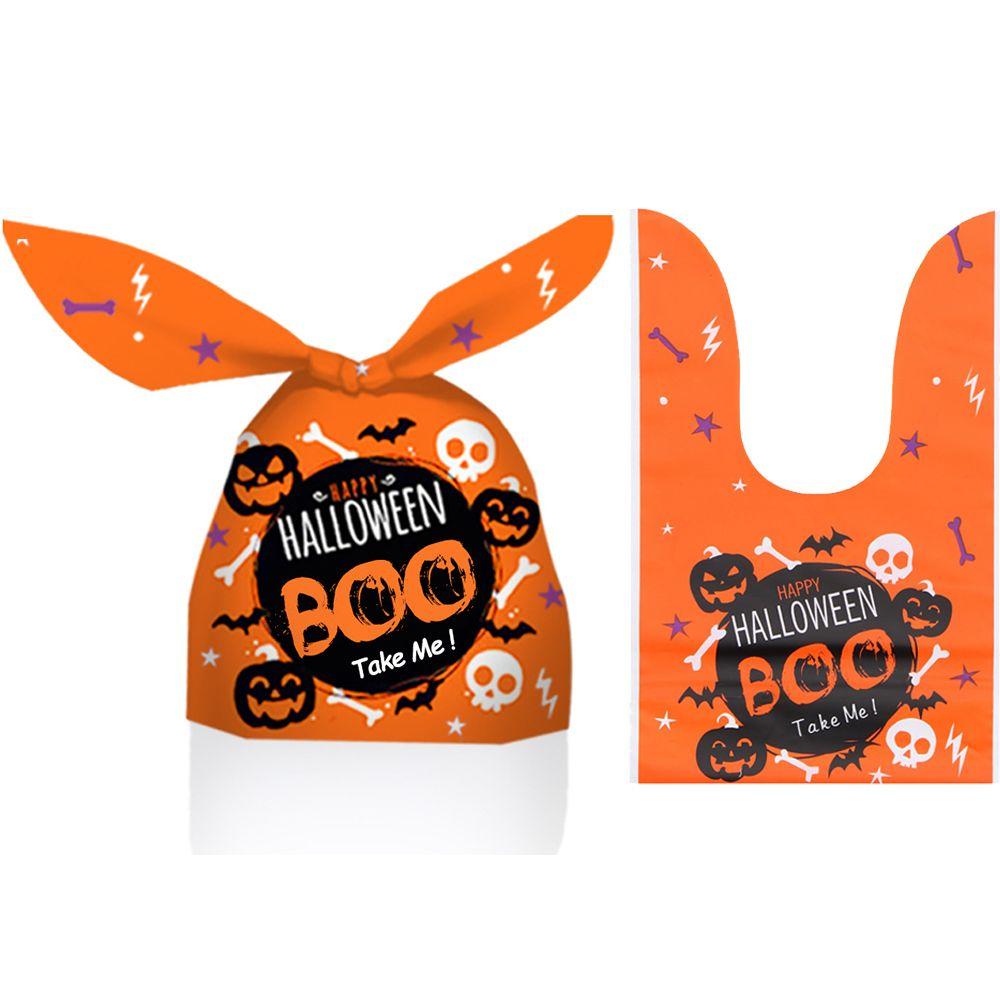 50Pcs Bat Party Supplies Pumpkin Cookie Bag Baking Packaging Halloween Candy Bags Rabbit Ear