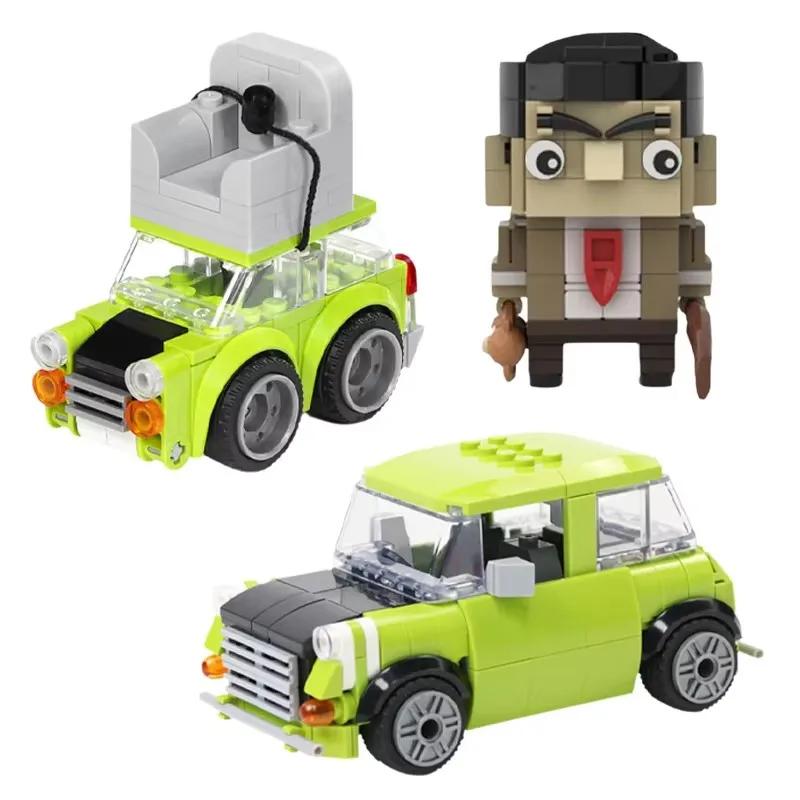 Idea Filmová série Cestovní vozidlo Stavebnice MOC Model Mr. Beanova zelená Mini Cooper Hračka pro děti na sestavení Dárková sada k narozeninám