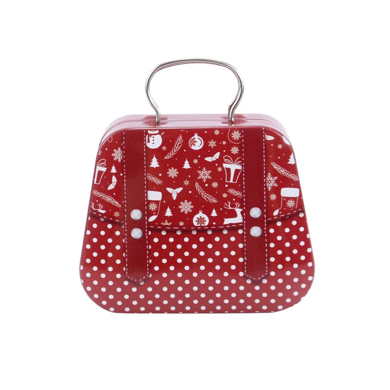 Christmas Handbag Shape Candy Box Metal Tin Cookie Gift Packaging Boxes Kids Xmas Party Favors Happy New Year 2025 Noel Decor
