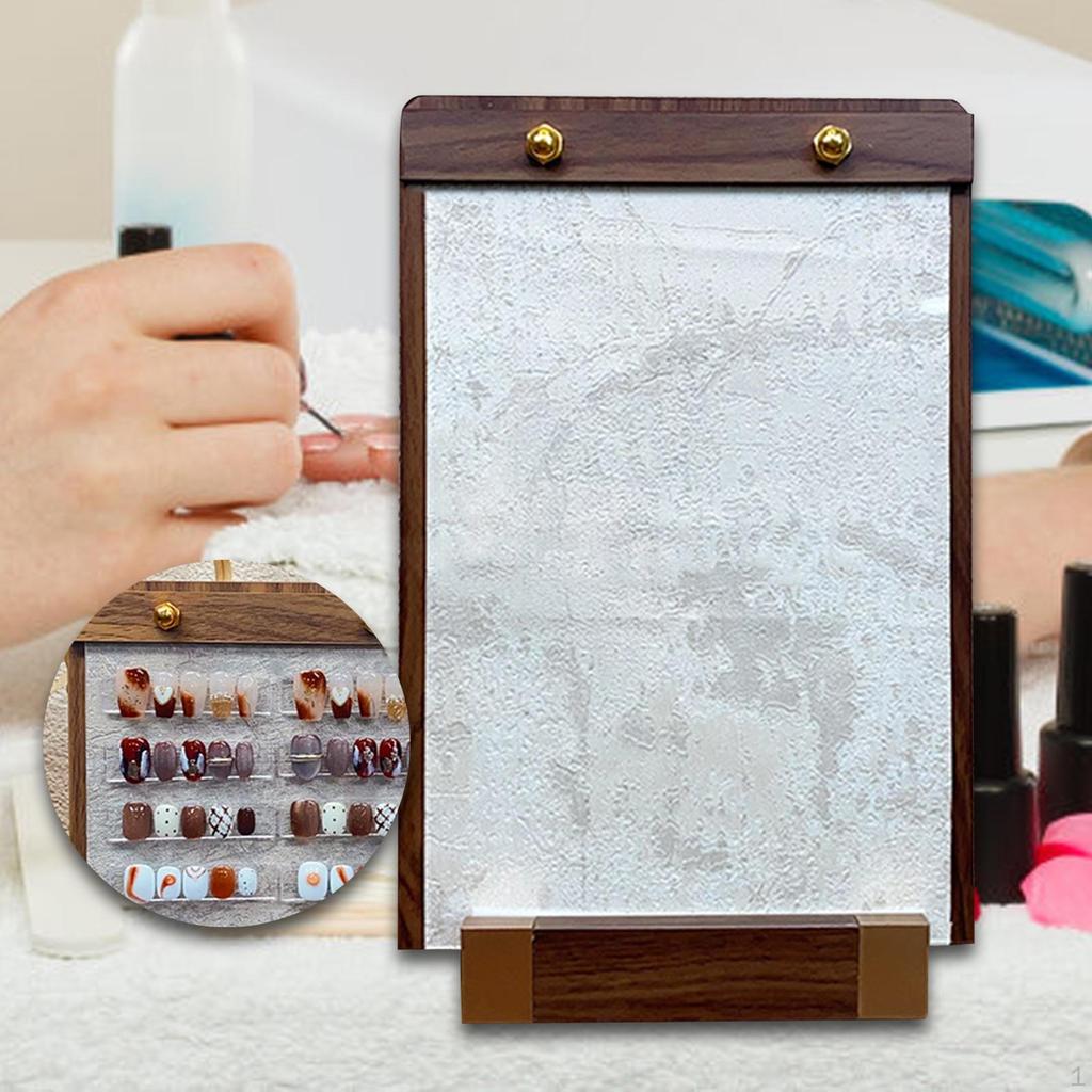 Decorative Nail Display Stand, Tip Sampler, Wooden Stand for Home Manicure