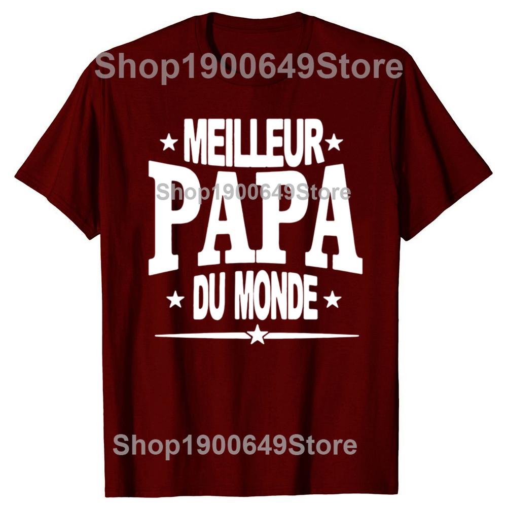 Funny World Best Dad French Graphic Fashion New Cotton Short Sleeve T Shirts ONeck Harajuku Father Dad Tshirt PAPA