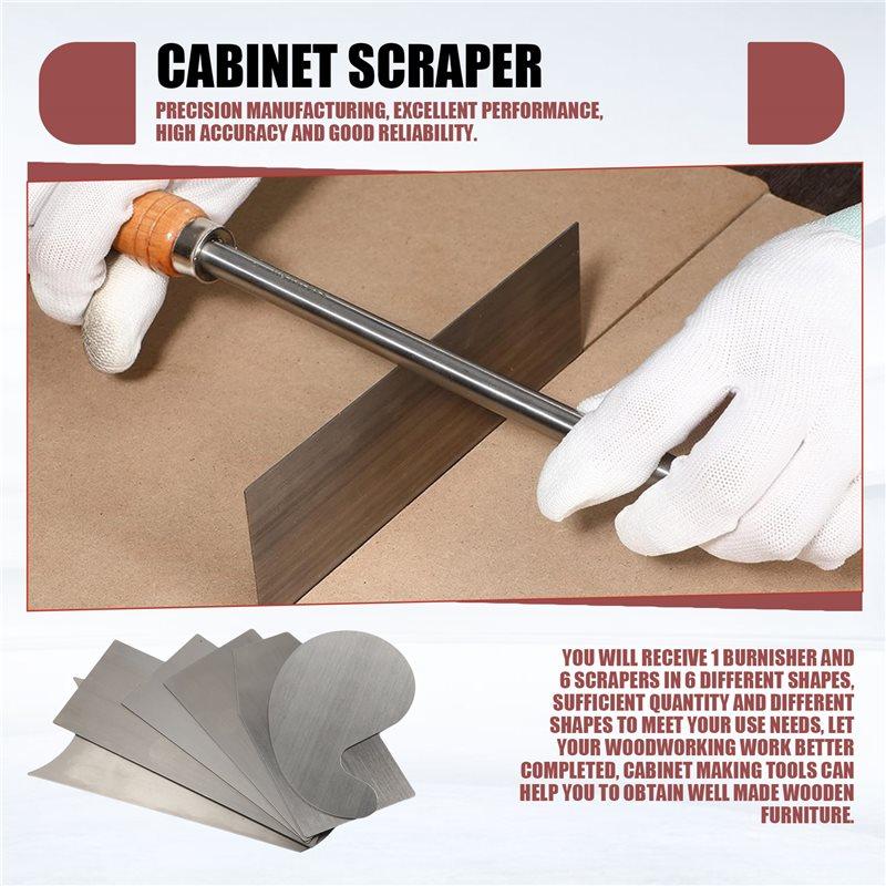 Multifunction Card Scraper Burnisher And 6 Pcs Cabinet Scraper Set For Woodworking Card Woodworking Burnishing Include 3 Rectang