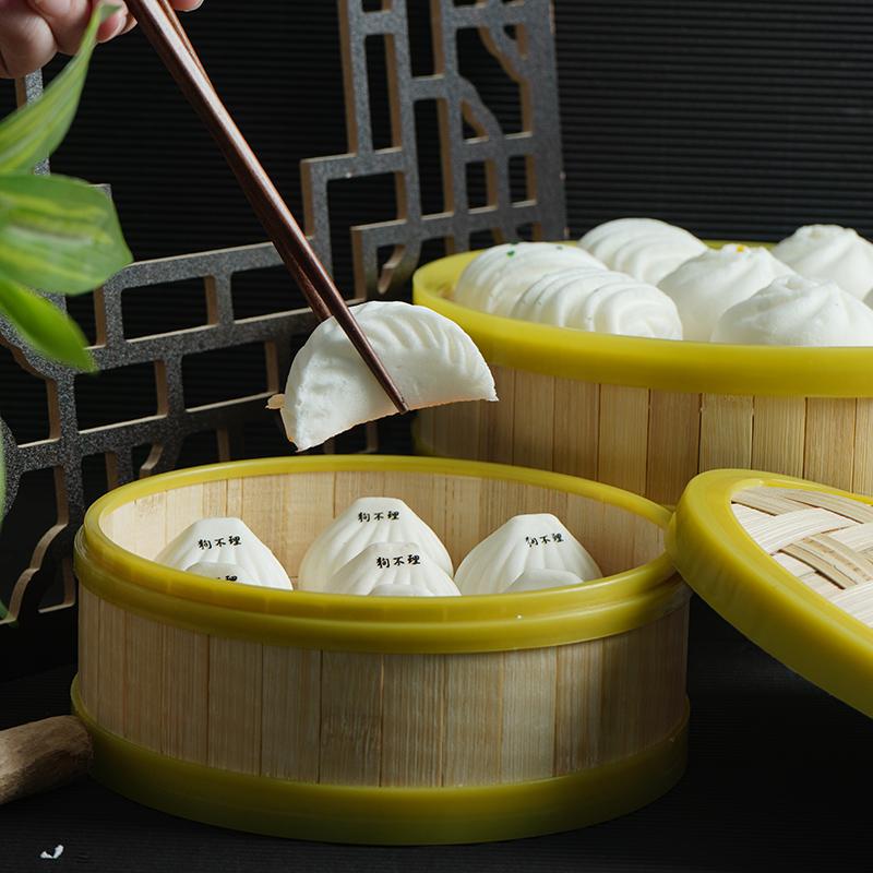 PVC Simulation Chinese Breakfast Dumplings, Steamed Bread Model Steamer, Food Toys, Table Display, Plastic Crafts, 9Pcs per Set
