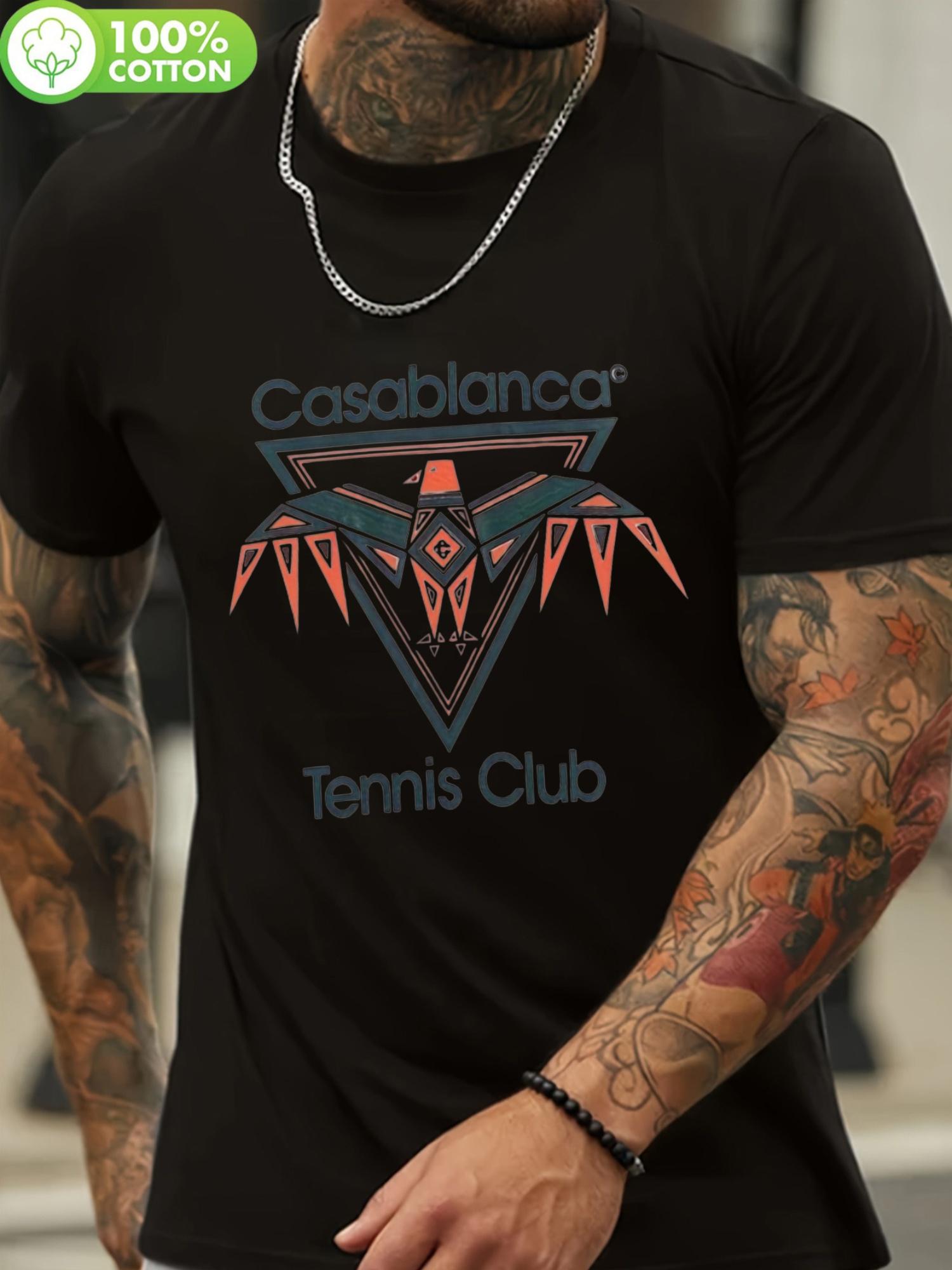 casual Crew Neck Tennis Club Graphic T-shirt XXXXL