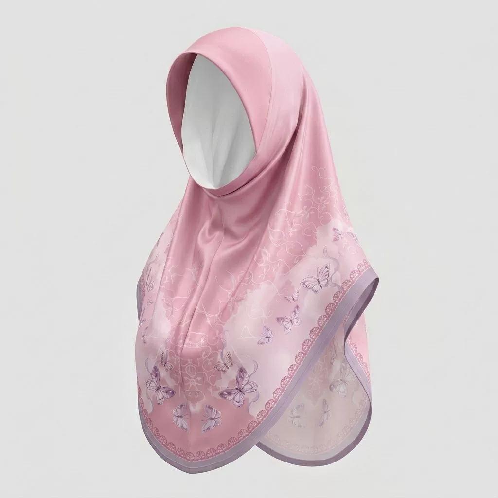 Chiffon Hijabs Women Head Wrap Square Scarf Floral Print Turban Cap