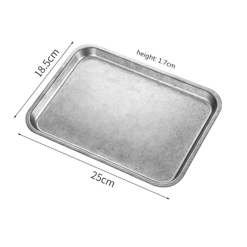 Retro klassische 304 edelstahl rechteckige platte kaffee shop tablett lagerung bbq geschirr teller und schüsseln essteller