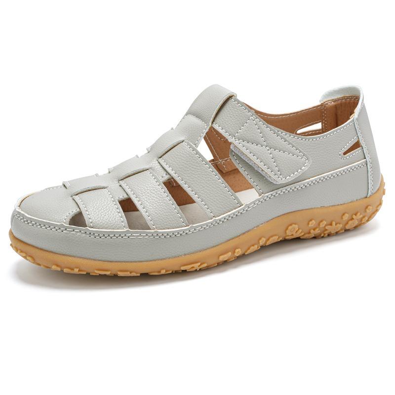 Large Size Sandals Spring Hollow Out Pit Hole Women's Shoes Thick Bottom Waterproof Mom Shoes Flat Bottom Beach Sandals