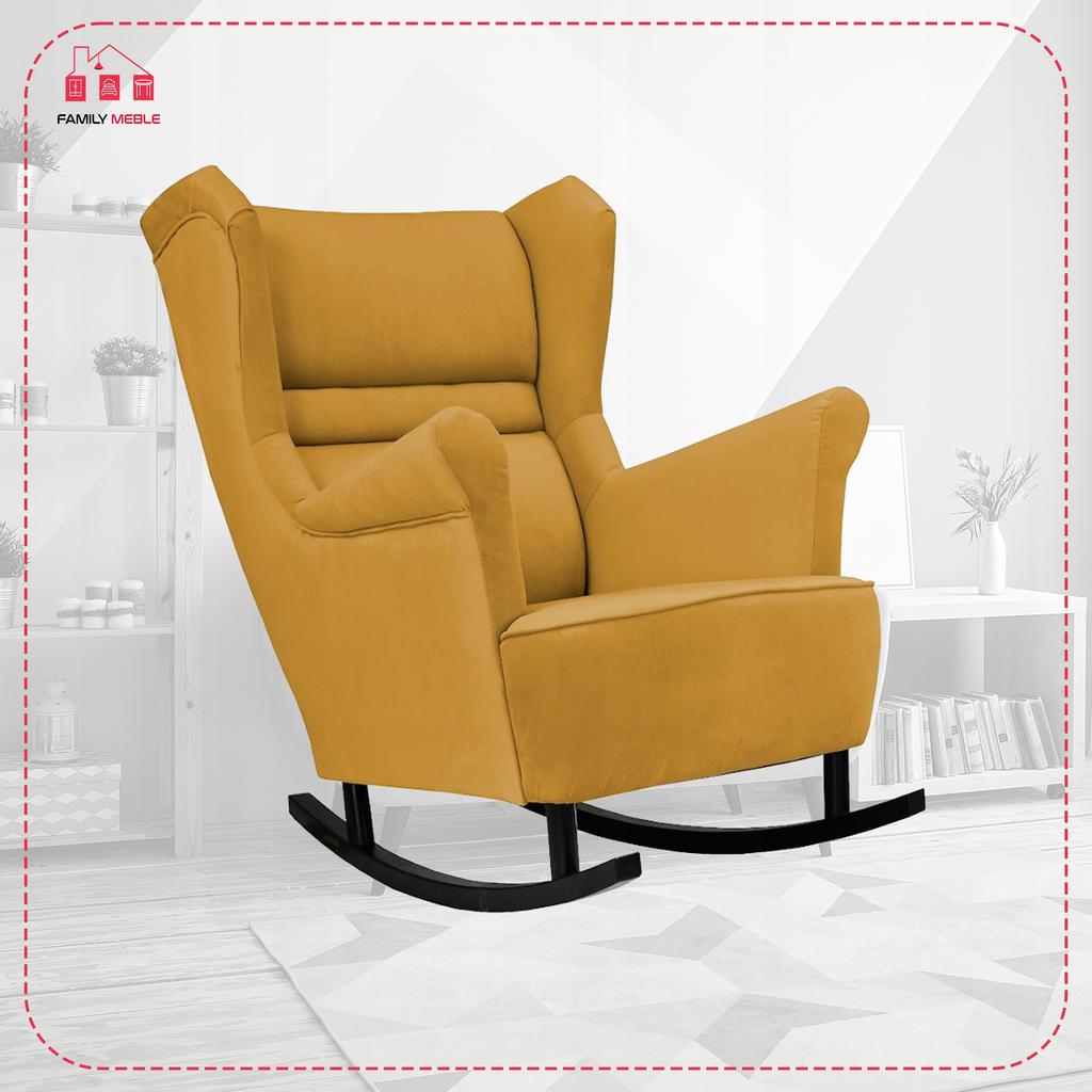 Zoja Rocking Chair, Scandinavian, Family Meble, Yellow, Dirty Gold