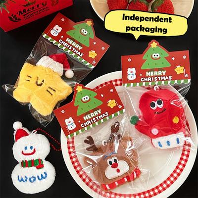 Kawaii Christmas Plush Keychain Cartoon Santa Claus Christmas Tree Stuffed Doll Keyring Bag Pendant Christmas Hanging Decor Gift