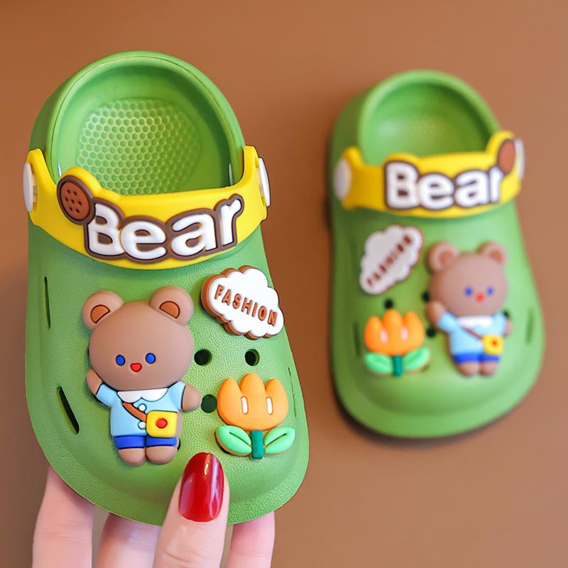 Children's cool slippers summer non-slip soft sole indoor infant baby boys and girls bag head hole shoes bag heel