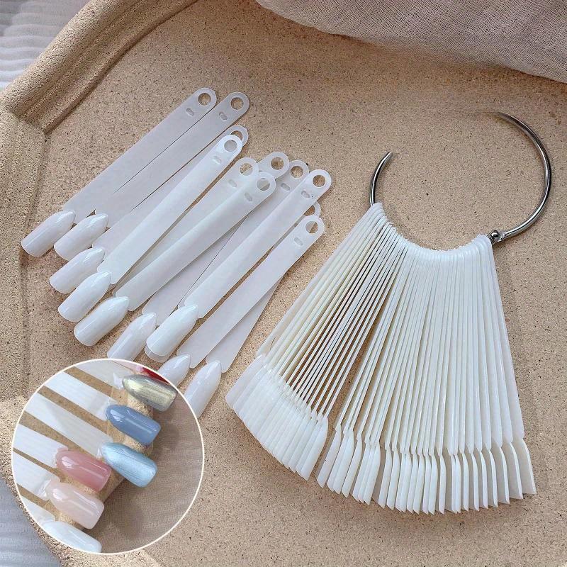 50pcs Nail Polish Swatch Sticks, Detachable Fan-Shaped Nail Art Practice Tips,Nail Color Sample Display for Salon and DIY Manicure Tool