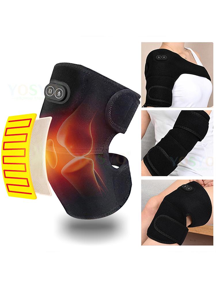 Electric Heated Shoulder Brace Vibration Massage Knee and Shoulder Adjustable Protective Strap Knee Brace Far Infrared Heat