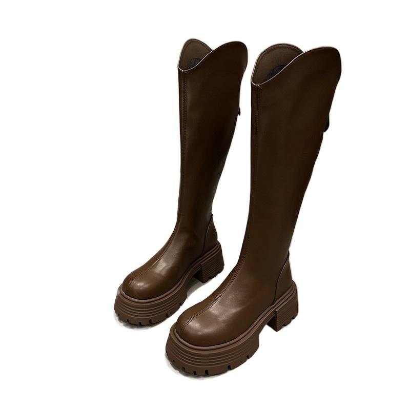 Black Petite Women's Thick-soled High-heeled Long Boots Over-the-knee Knight Boots Autumn/winter