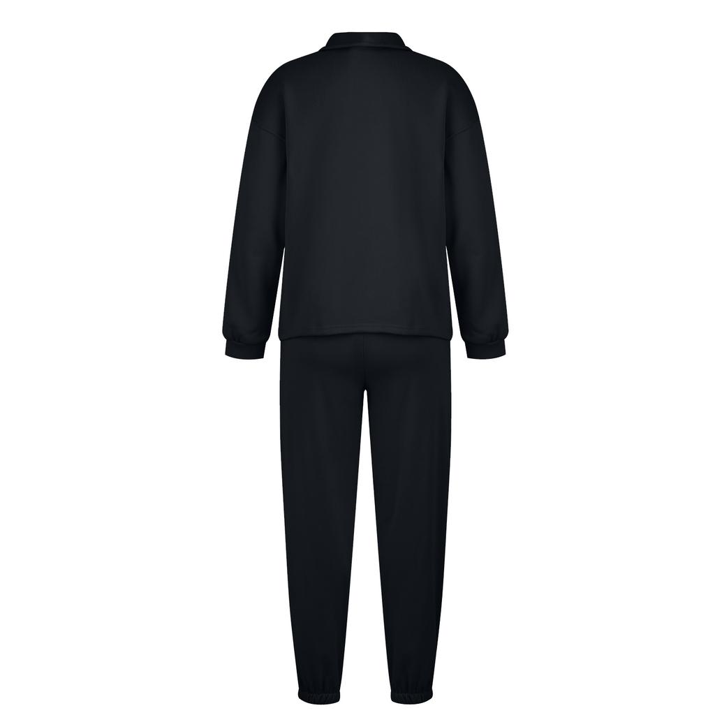 Summer Women's Color Long-sleeved Top Casual Elastic Zipper Pocket Trousers Sports Exercise Casual Loose Soft Two-piece Suit
