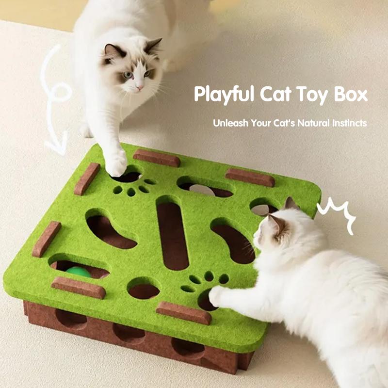 Cat Puzzle Toy Felt Puzzle Box Cat Exercise Toy With Ball Indoor Sports Entertainment Hunting Cat Toys For Indoor Cats