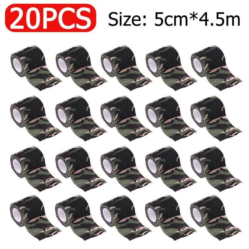 5-20pcs Outdoor Hunting Camouflage Blind Tape Self-adhesive Elastic Bandage Waterproof Wraps Tactical Non-woven Protective