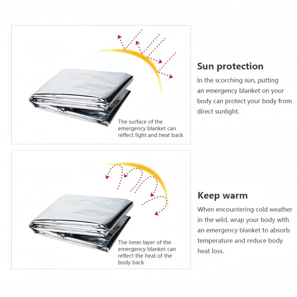 Outdoor Survival Isolationsdecke Reflektierende Aluminiumfolie Wasserdicht Sonnenschutz Leicht zu falten für Notfall-Überlebensausrüstung