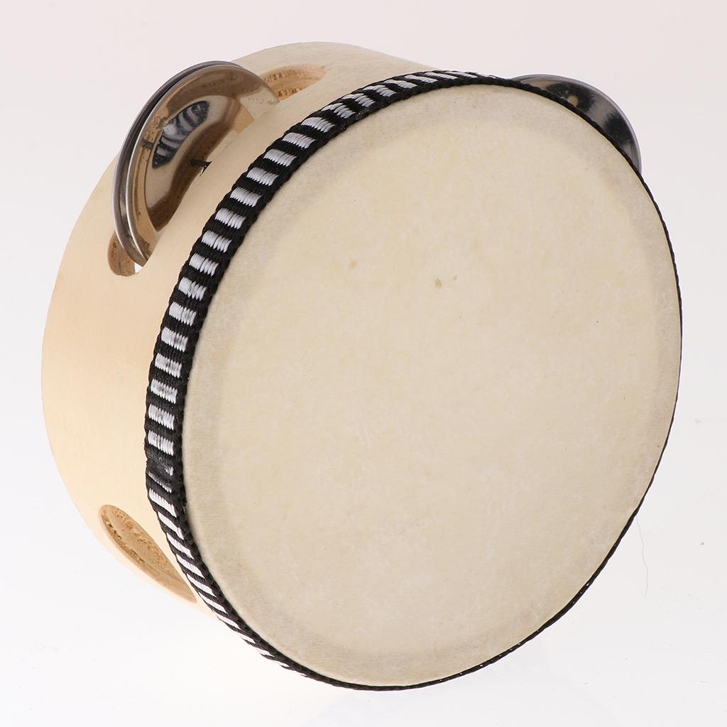 4/6inch Wooden Hand Held Tambourine Drum with Metal Jingles Percussion Musical Instruments Toys for Children Music Game Dance