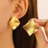 Exaggerated Gold Color Heart Oval Earrings For Women Metal Earing Jewelry Trending Irregular Wrinkled Geometric Earrings
