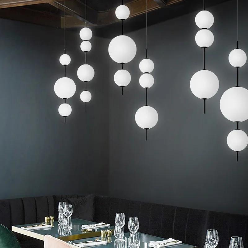 Scandinavian Minimalist Modern Hotel Restaurant Cafe Bar Counter Bedroom Front Desk Glass LED Ball Chandelier Lights