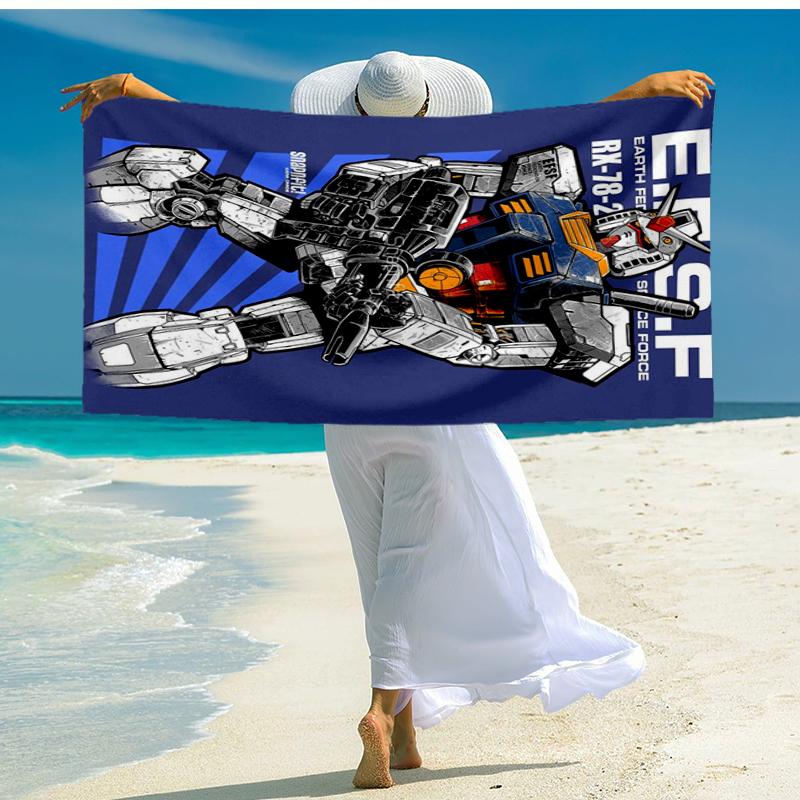 Mecha Armor Robotic Design Beach Towel, Super Soft Microfiber, Gift for Her/Him, Birthday, for Pool, Beach, Travel, Home Decor Fan gifts
