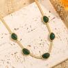 4Pcs Bracelet Green Rhinestone Jewelry Set Choker Crystal Jewelry Suit Necklace Earrings Set  Women