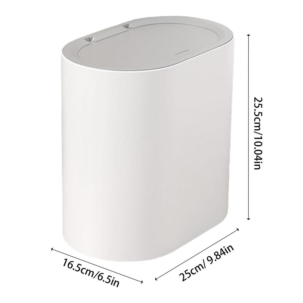 Trash Bin Press Top Waste Basket Bathroom Trash Can with Lid Stylish Slim Garbage Can Compact Spaces Wastebasket for Kitchen