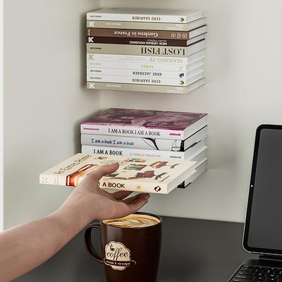 Modern Invisible Wall Hanging Bookshelf , Black/White, Home Office Decor, Interior Book Organizer