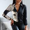 Blouses Woman Casual Office Print Shirts Autumn Fashion Button Long Sleeve White Shirt Elegant Patchwork Slim Tops Women