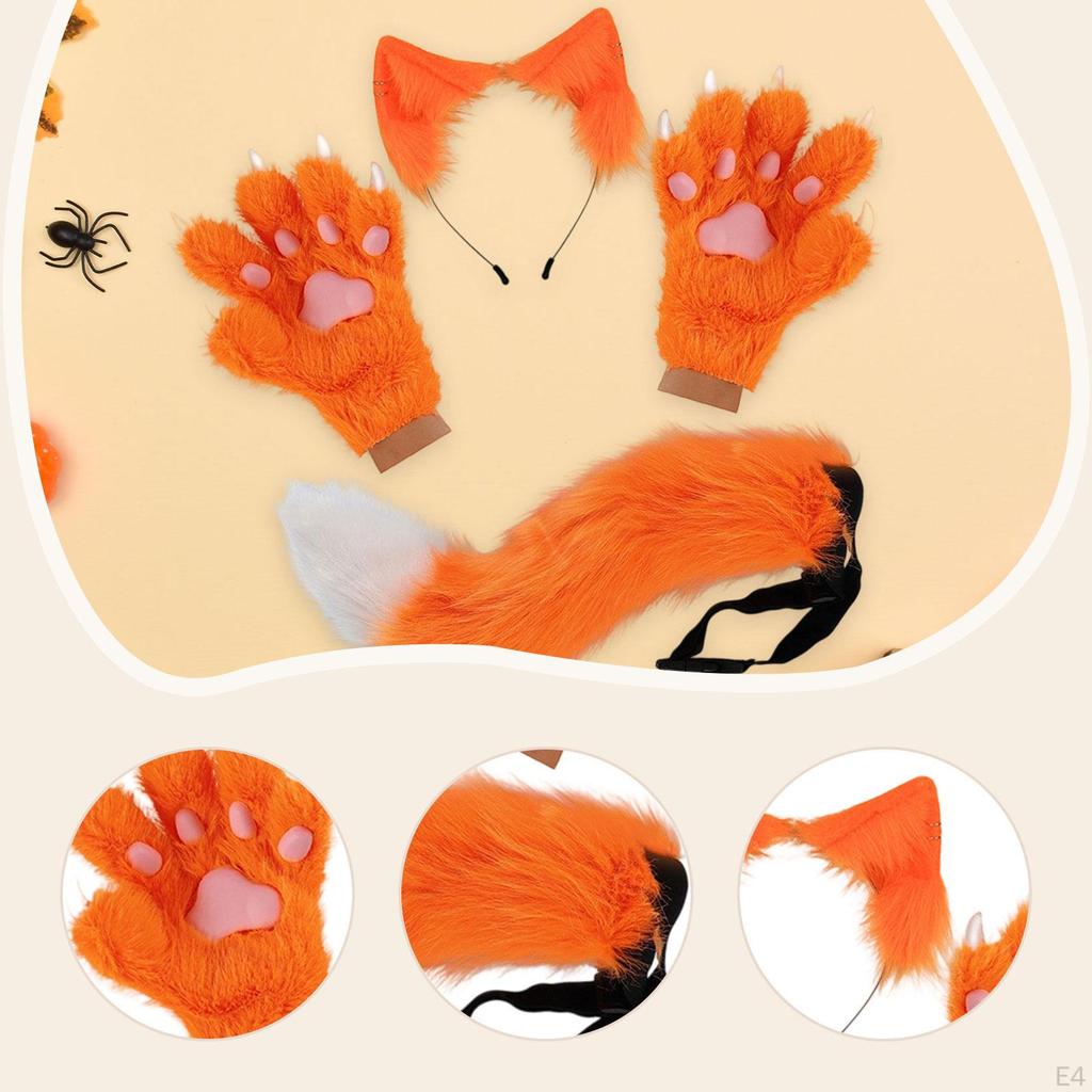Headband Tail Gloves Set Animal Long for Birthday