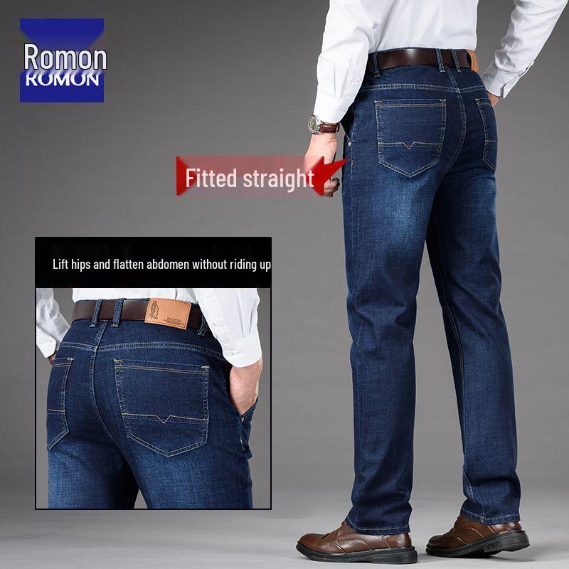 Romon Herren Straight-Leg Stretch Jeans - Herbst/Winter 2025: Vielseitige lässige lange Hosen für Mittelalte