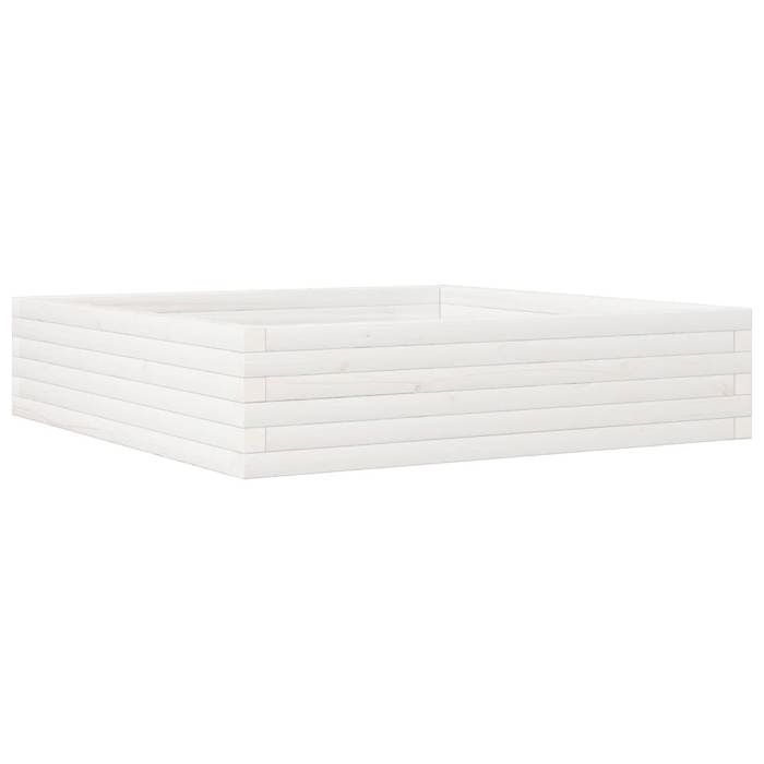 VidaXL Jardinière blanc 100x100x23 cm bois de pin massif, jardinière d'extérieur, bac à fleurs, boîte à plantes, jardinière 847209